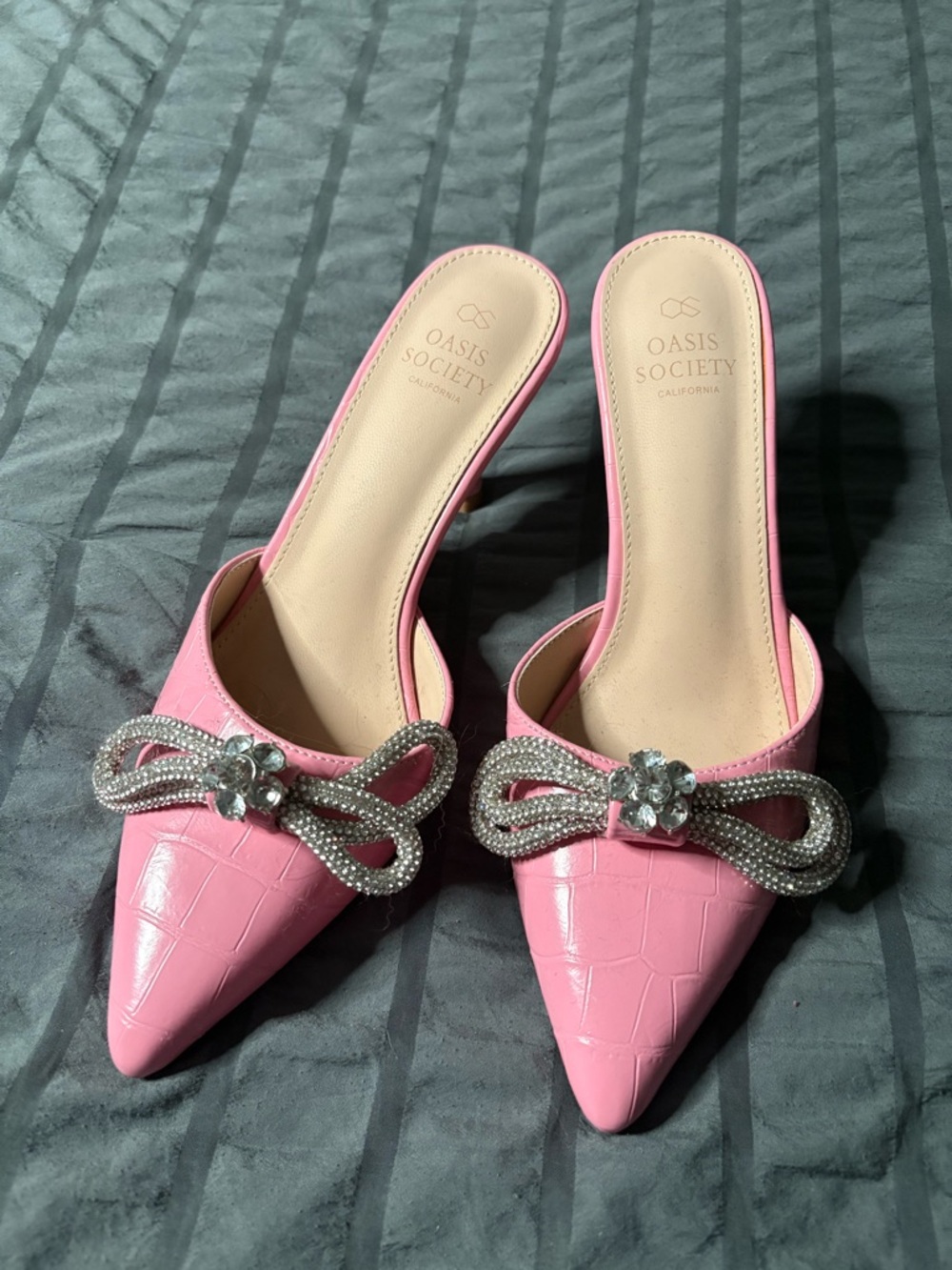 Vici Pink Rhinestone Kitten Heels 6.5